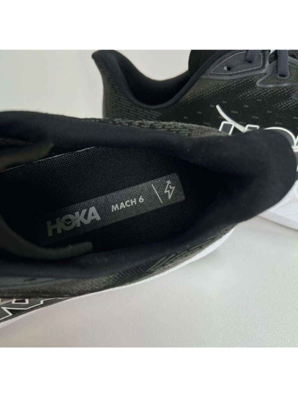 HOKA Mach 6 Running Shoes Mens 12D Lace Up Low Top Mesh Black White 1147790-BWHT - Picture 9 of 10
